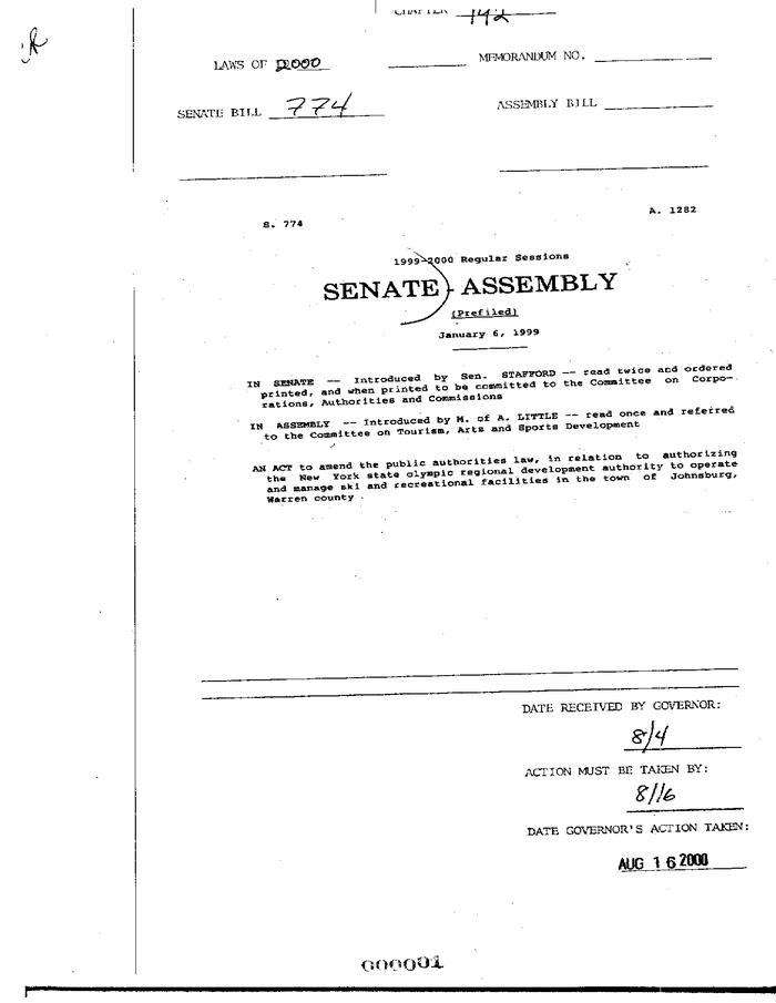 NYS Bill and Veto Jackets: 2000, Chapter 192