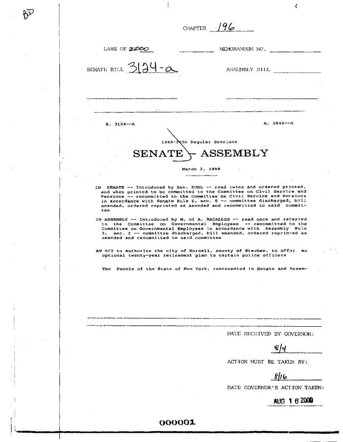 NYS Bill and Veto Jackets: 2000, Chapter 196