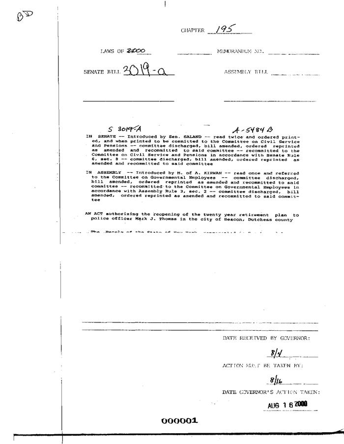 NYS Bill and Veto Jackets: 2000, Chapter 195