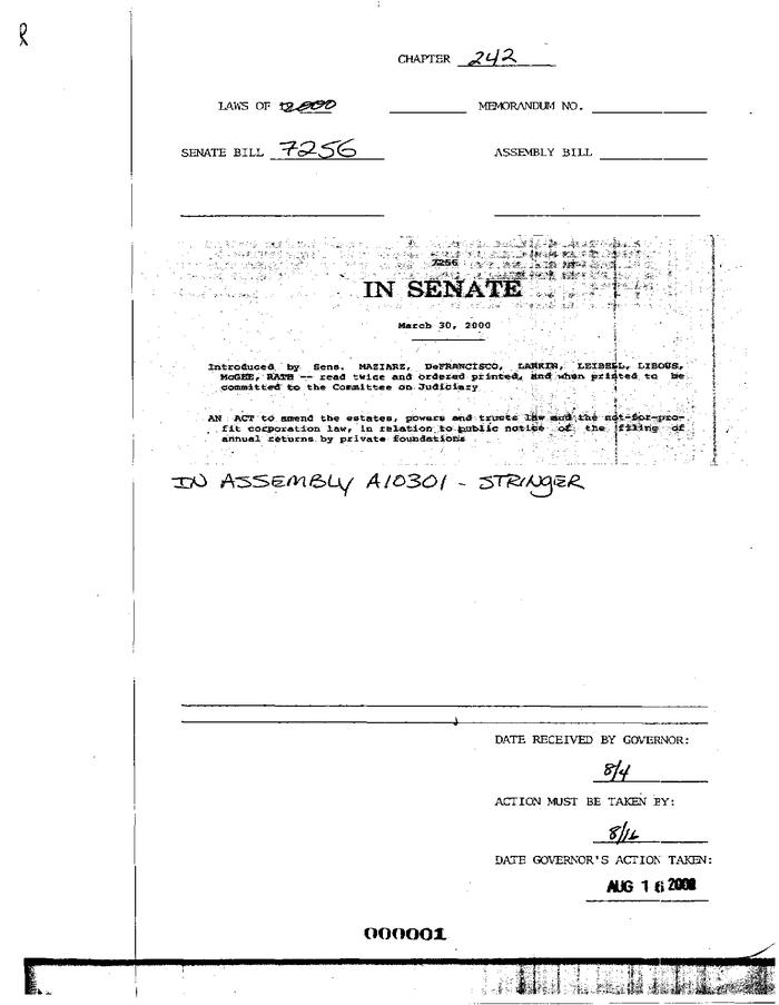 NYS Bill and Veto Jackets: 2000, Chapter 242