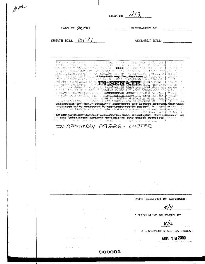 NYS Bill and Veto Jackets: 2000, Chapter 212