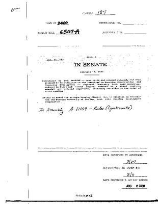 NYS Bill and Veto Jackets: 2000, Chapter 187