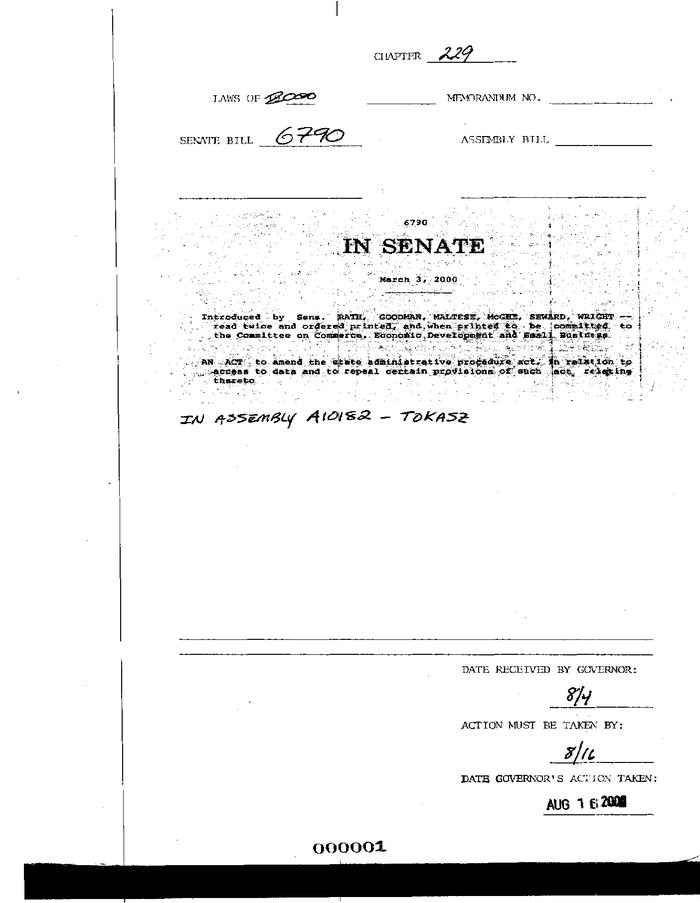 NYS Bill and Veto Jackets: 2000, Chapter 229