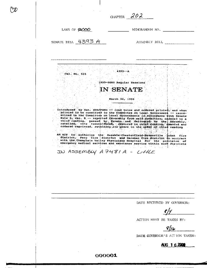 NYS Bill and Veto Jackets: 2000, Chapter 202