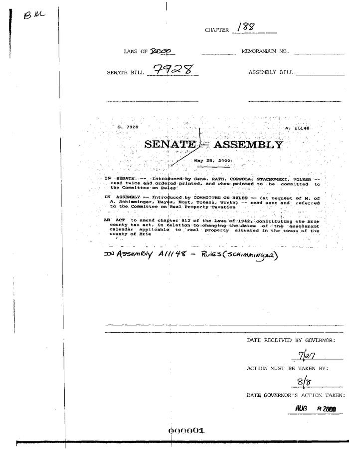 NYS Bill and Veto Jackets: 2000, Chapter 188