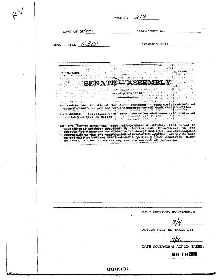 NYS Bill and Veto Jackets: 2000, Chapter 219