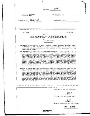 NYS Bill and Veto Jackets: 2000, Chapter 189