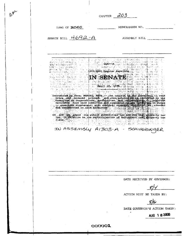 NYS Bill and Veto Jackets: 2000, Chapter 203