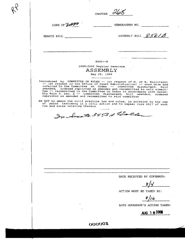 NYS Bill and Veto Jackets: 2000, Chapter 268