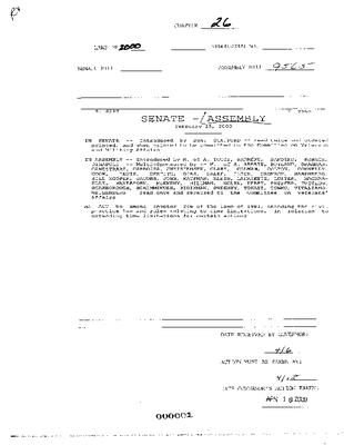 NYS Bill and Veto Jackets: 2000, Chapter 26