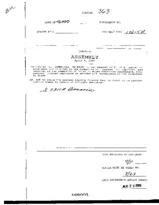 NYS Bill and Veto Jackets: 2000, Chapter 363