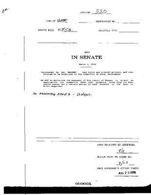 NYS Bill and Veto Jackets: 2000, Chapter 320