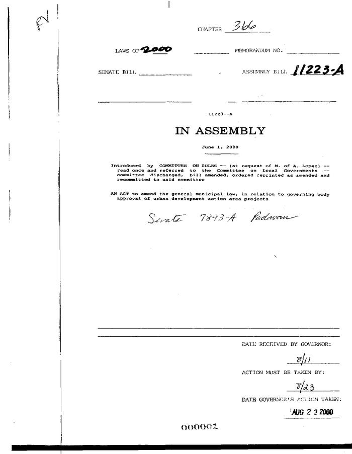NYS Bill and Veto Jackets: 2000, Chapter 366