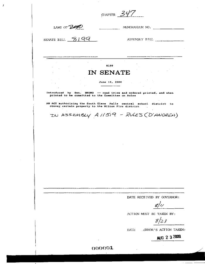 NYS Bill and Veto Jackets: 2000, Chapter 347