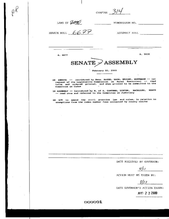 NYS Bill and Veto Jackets: 2000, Chapter 314