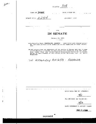 NYS Bill and Veto Jackets: 2000, Chapter 308
