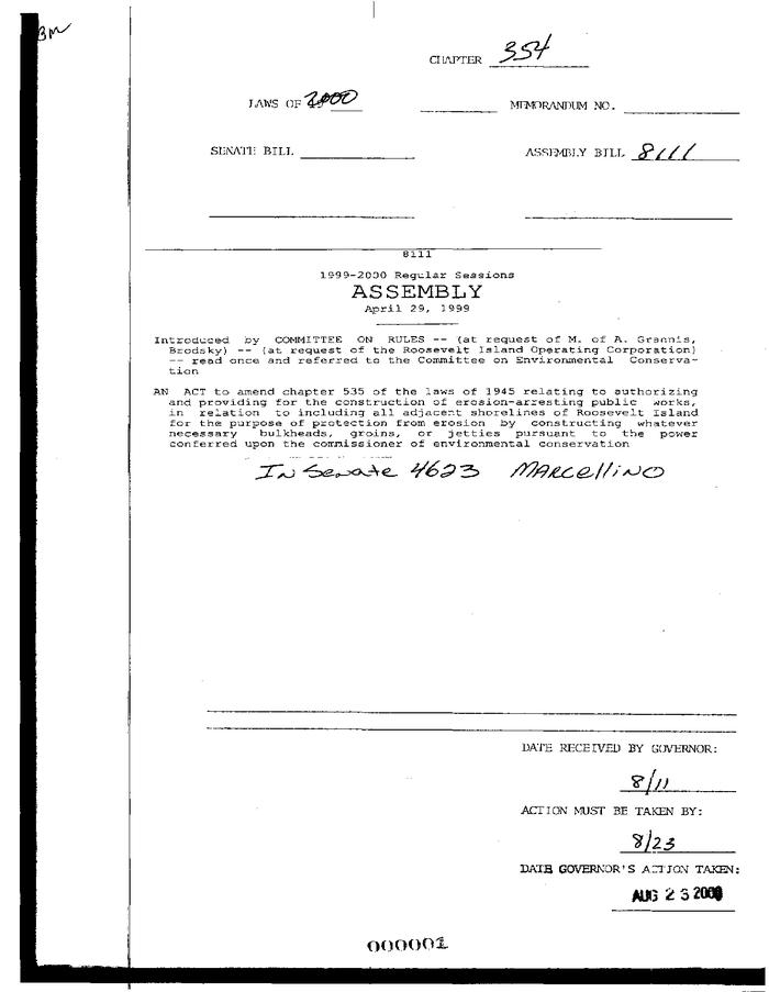 NYS Bill and Veto Jackets: 2000, Chapter 354