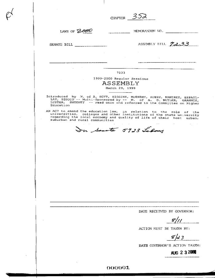 NYS Bill and Veto Jackets: 2000, Chapter 352