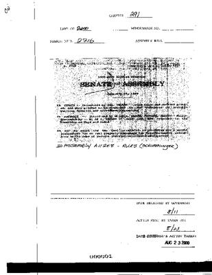 NYS Bill and Veto Jackets: 2000, Chapter 291