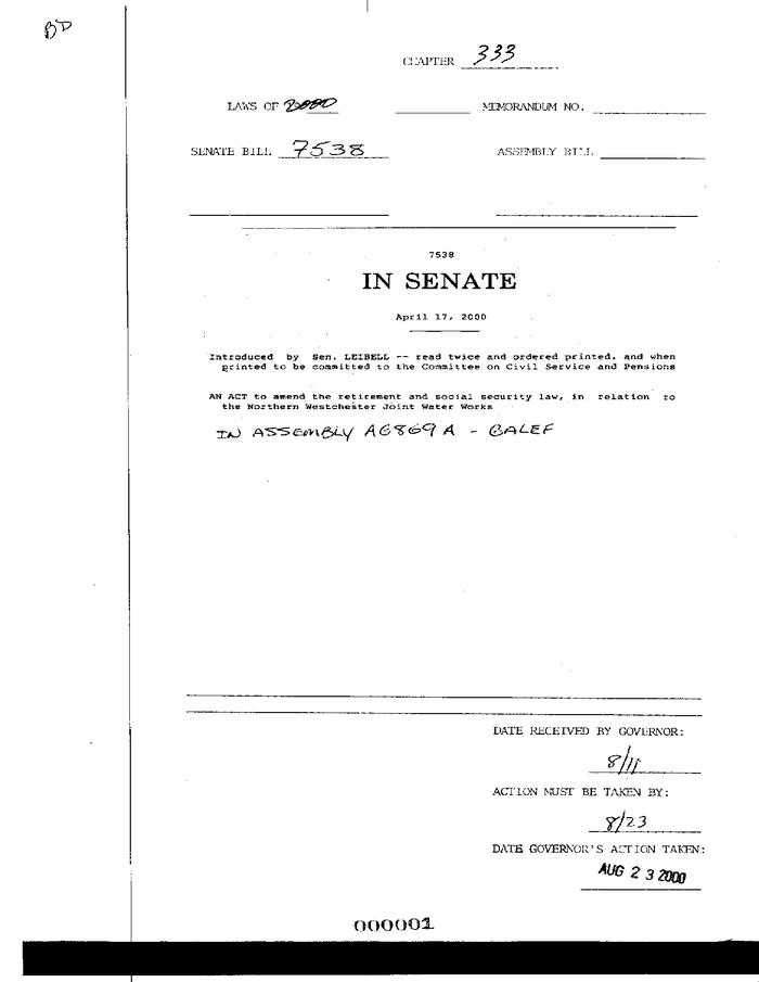 NYS Bill and Veto Jackets: 2000, Chapter 333
