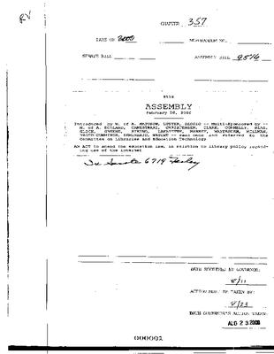 NYS Bill and Veto Jackets: 2000, Chapter 357