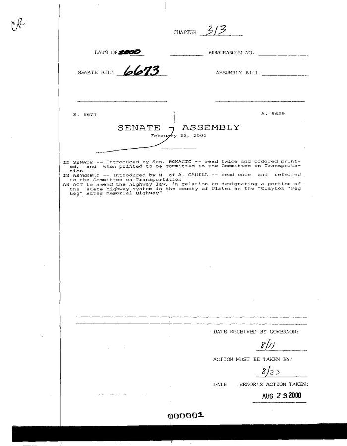 NYS Bill and Veto Jackets: 2000, Chapter 313