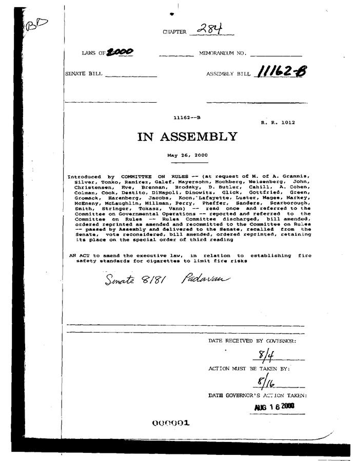 NYS Bill and Veto Jackets: 2000, Chapter 284