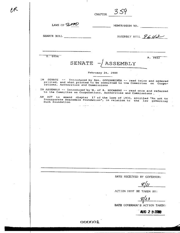 NYS Bill and Veto Jackets: 2000, Chapter 359
