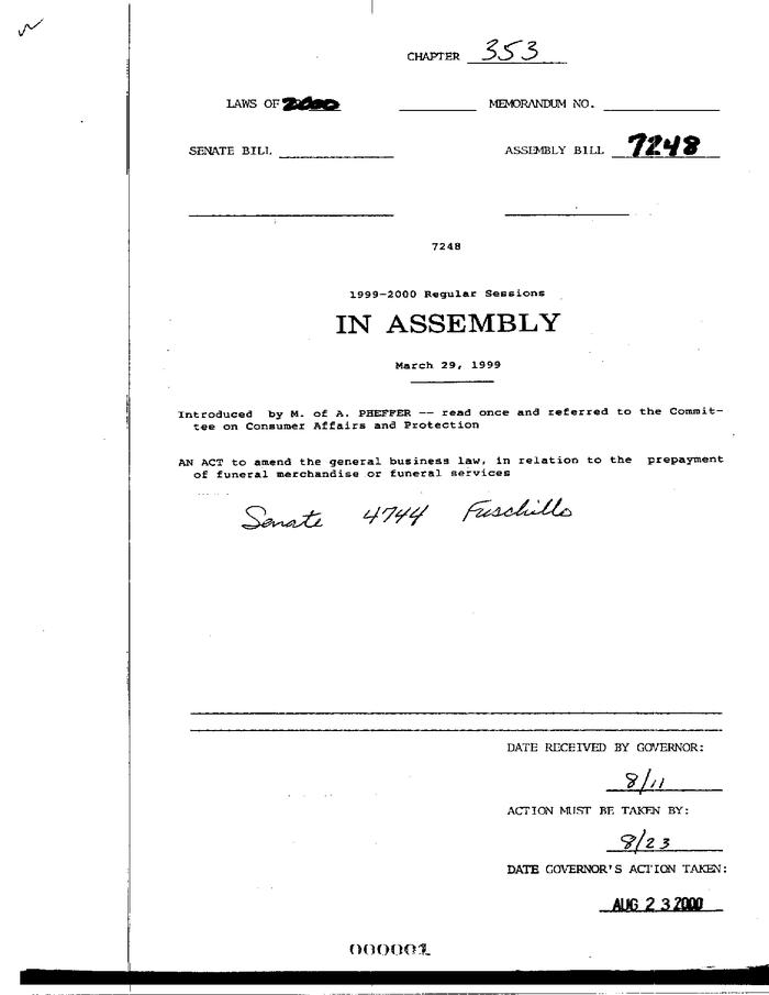 NYS Bill and Veto Jackets: 2000, Chapter 353