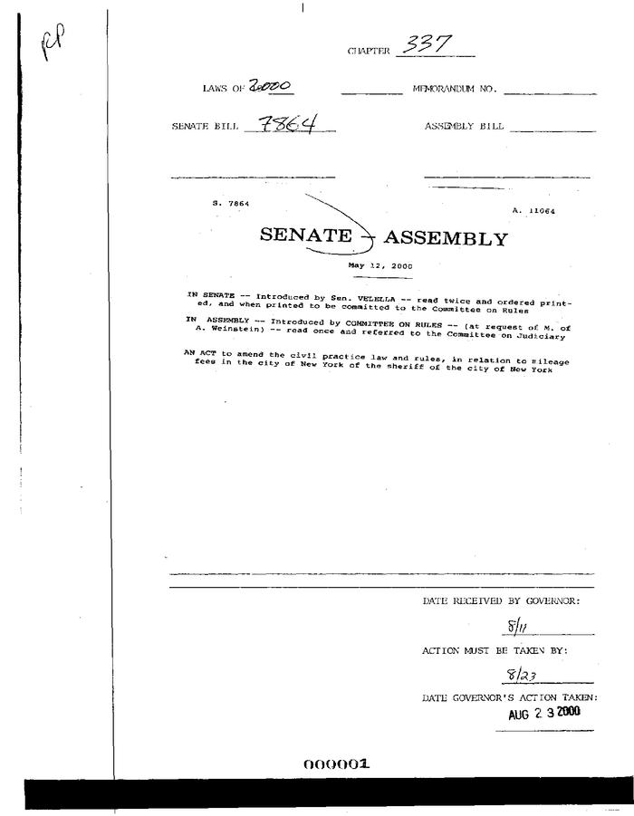NYS Bill and Veto Jackets: 2000, Chapter 337
