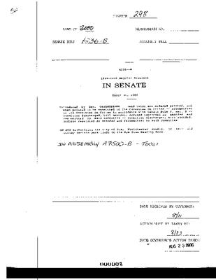 NYS Bill and Veto Jackets: 2000, Chapter 298