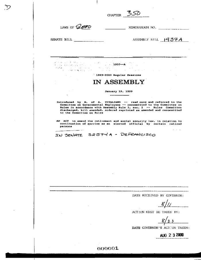 NYS Bill and Veto Jackets: 2000, Chapter 350