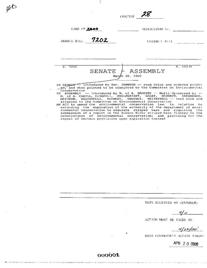 NYS Bill and Veto Jackets: 2000, Chapter 28