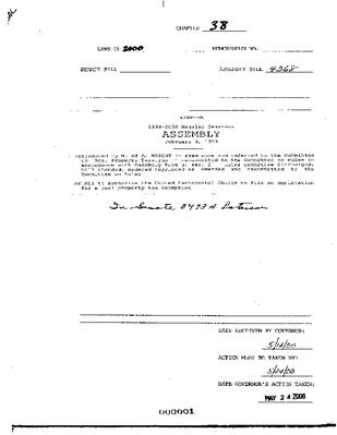 NYS Bill and Veto Jackets: 2000, Chapter 38