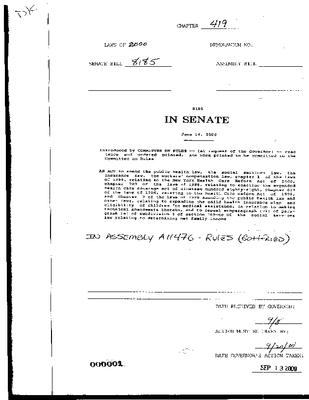 NYS Bill and Veto Jackets: 2000, Chapter 419