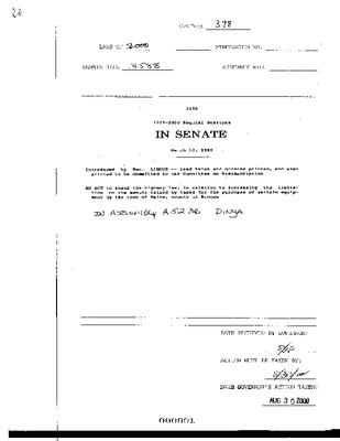 NYS Bill and Veto Jackets: 2000, Chapter 378