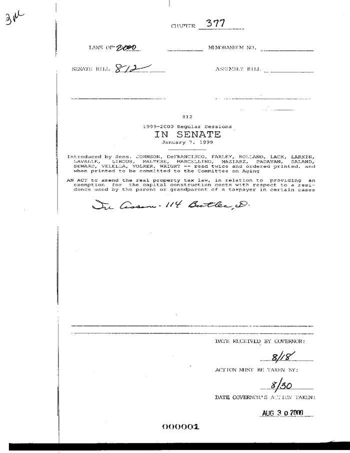 NYS Bill and Veto Jackets: 2000, Chapter 377