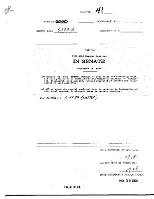 NYS Bill and Veto Jackets: 2000, Chapter 41