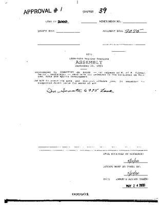 NYS Bill and Veto Jackets: 2000, Chapter 39