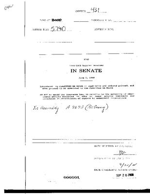 NYS Bill and Veto Jackets: 2000, Chapter 431
