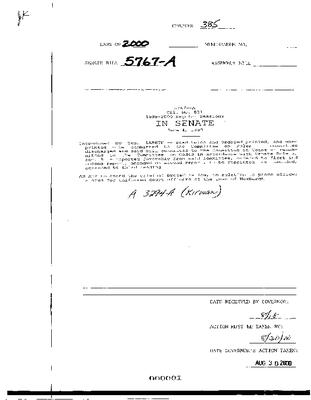 NYS Bill and Veto Jackets: 2000, Chapter 385