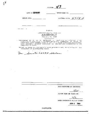 NYS Bill and Veto Jackets: 2000, Chapter 43