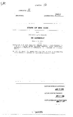 NYS Bill and Veto Jackets: 2011, Chapter 16