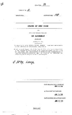 NYS Bill and Veto Jackets: 2011, Chapter 10