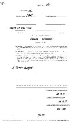 NYS Bill and Veto Jackets: 2011, Chapter 15