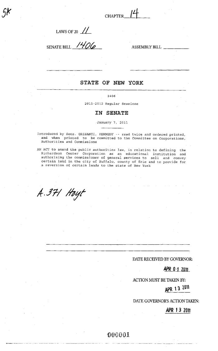 NYS Bill and Veto Jackets: 2011, Chapter 14