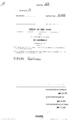 NYS Bill and Veto Jackets: 2011, Chapter 22