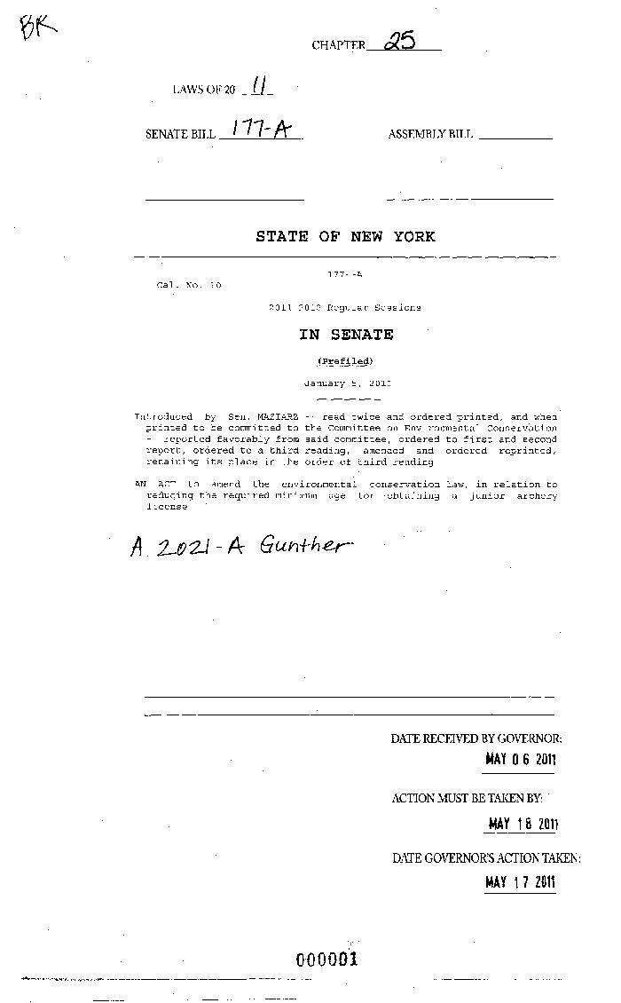 NYS Bill and Veto Jackets: 2011, Chapter 25