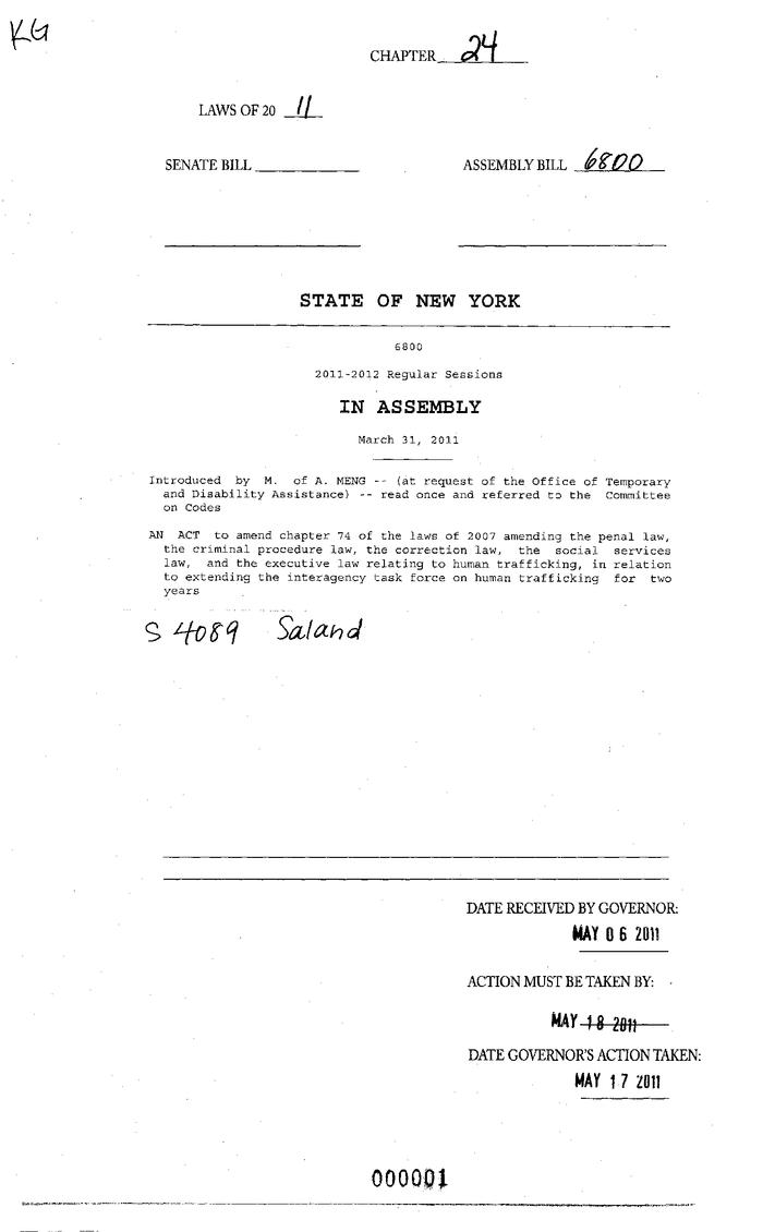 NYS Bill and Veto Jackets: 2011, Chapter 24