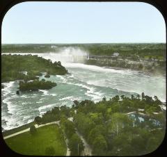 Panorama of American & Canadian Falls at Niagara Falls, from Elevation